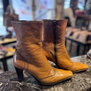 Cordani Women's Tan Leather Ankle Boots with Heel